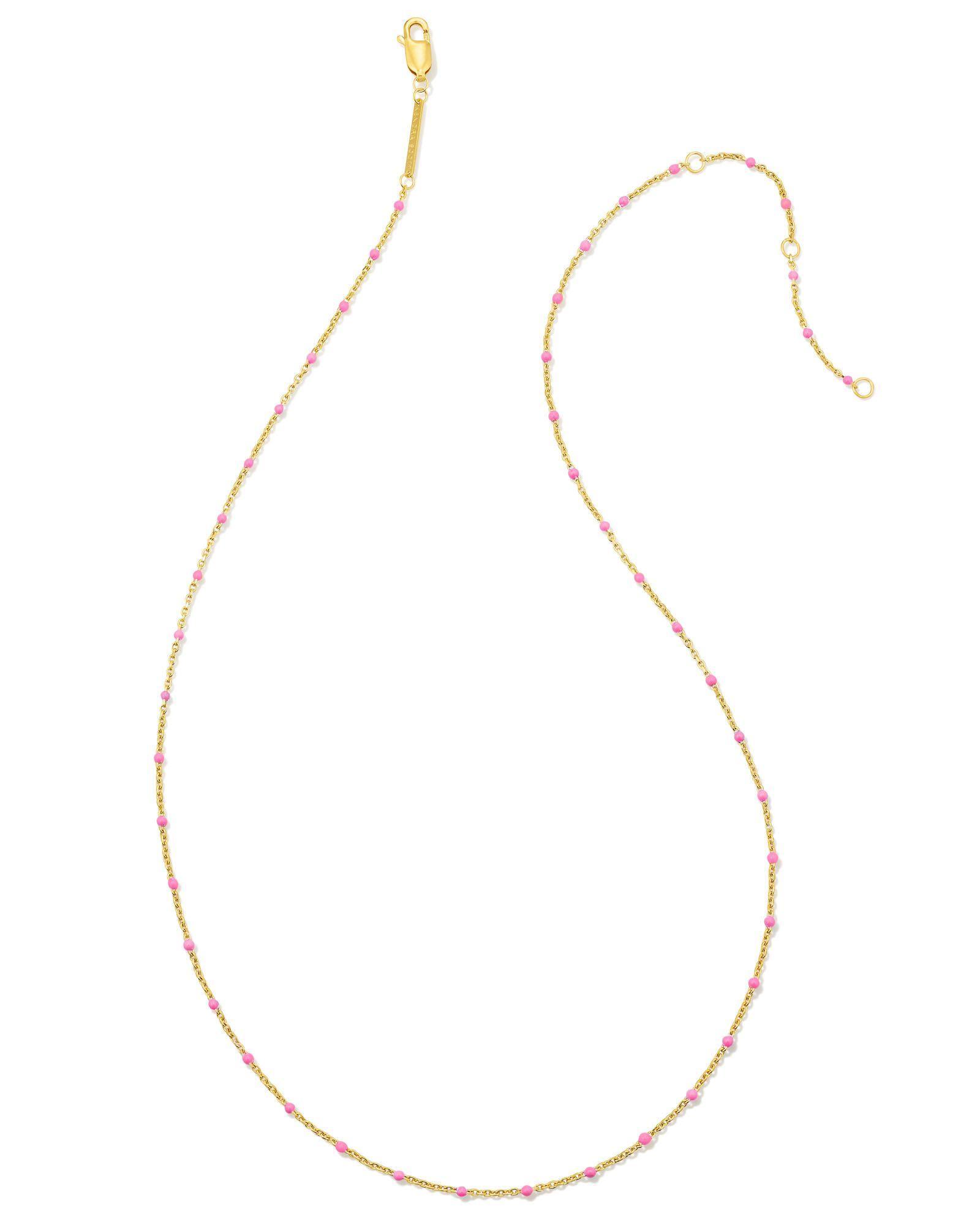 Pink Enamel 18k Gold Vermeil Satellite Chain Necklace Product Image