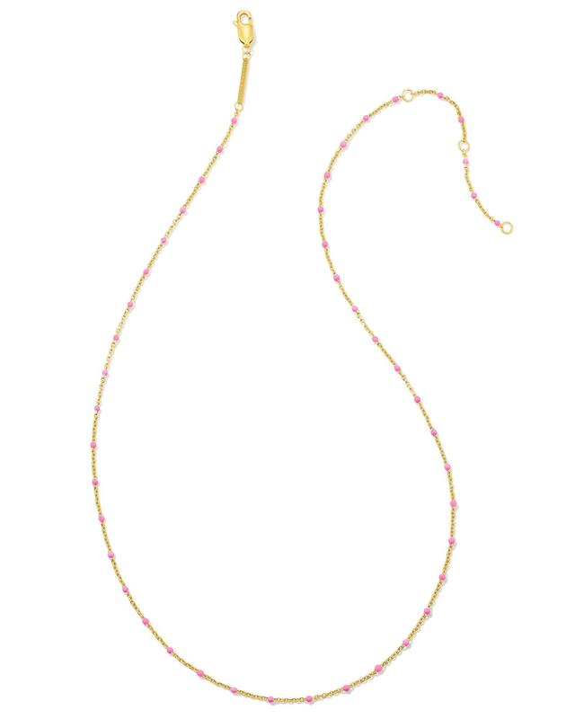 Pink Enamel 18k Gold Vermeil Satellite Chain Necklace Product Image