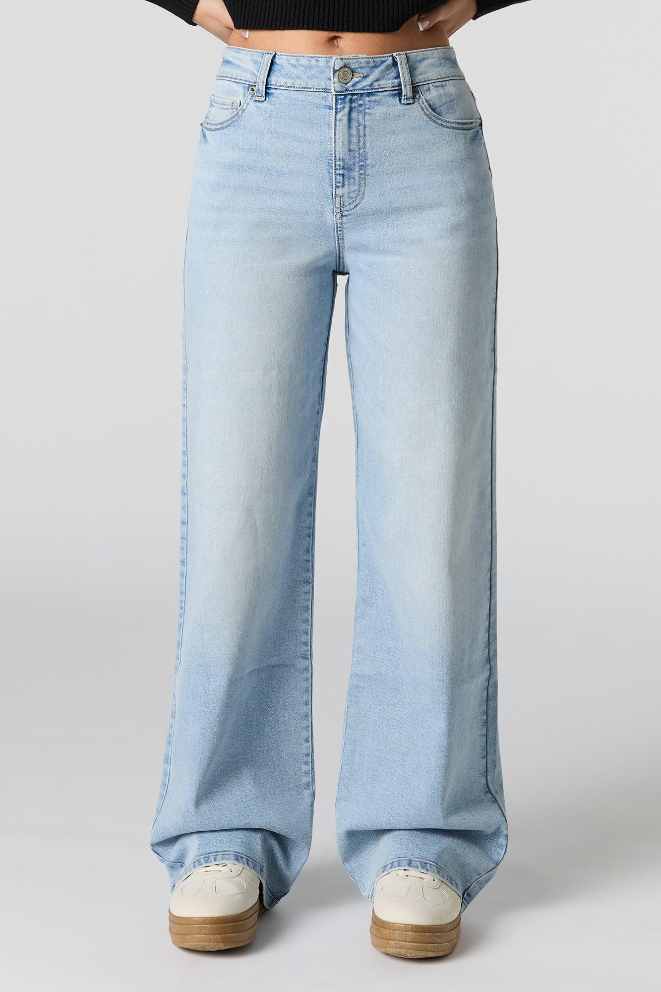 Light Wash High Rise Stretch Wide Leg Jean Female Product Image