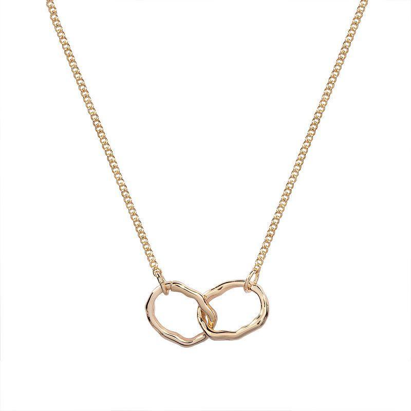 LC Lauren Conrad Gold Tone Linked Textured Circles Necklace, Womens Product Image