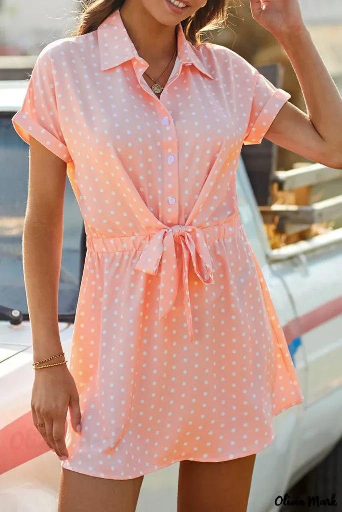 Olivia Mark – Floral Shirt Collar Short Sleeve Dress product image