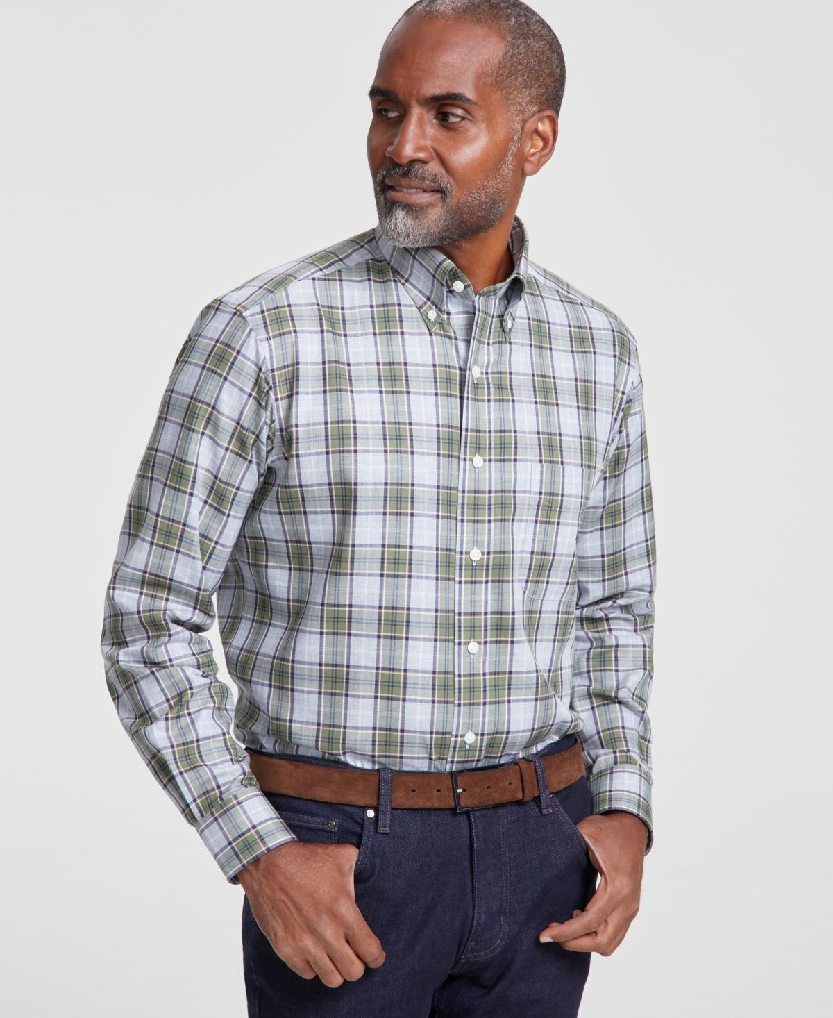 Club Room Mens Fellow Plaid Dress Shirt, Created for Macys - Grey Heather Product Image