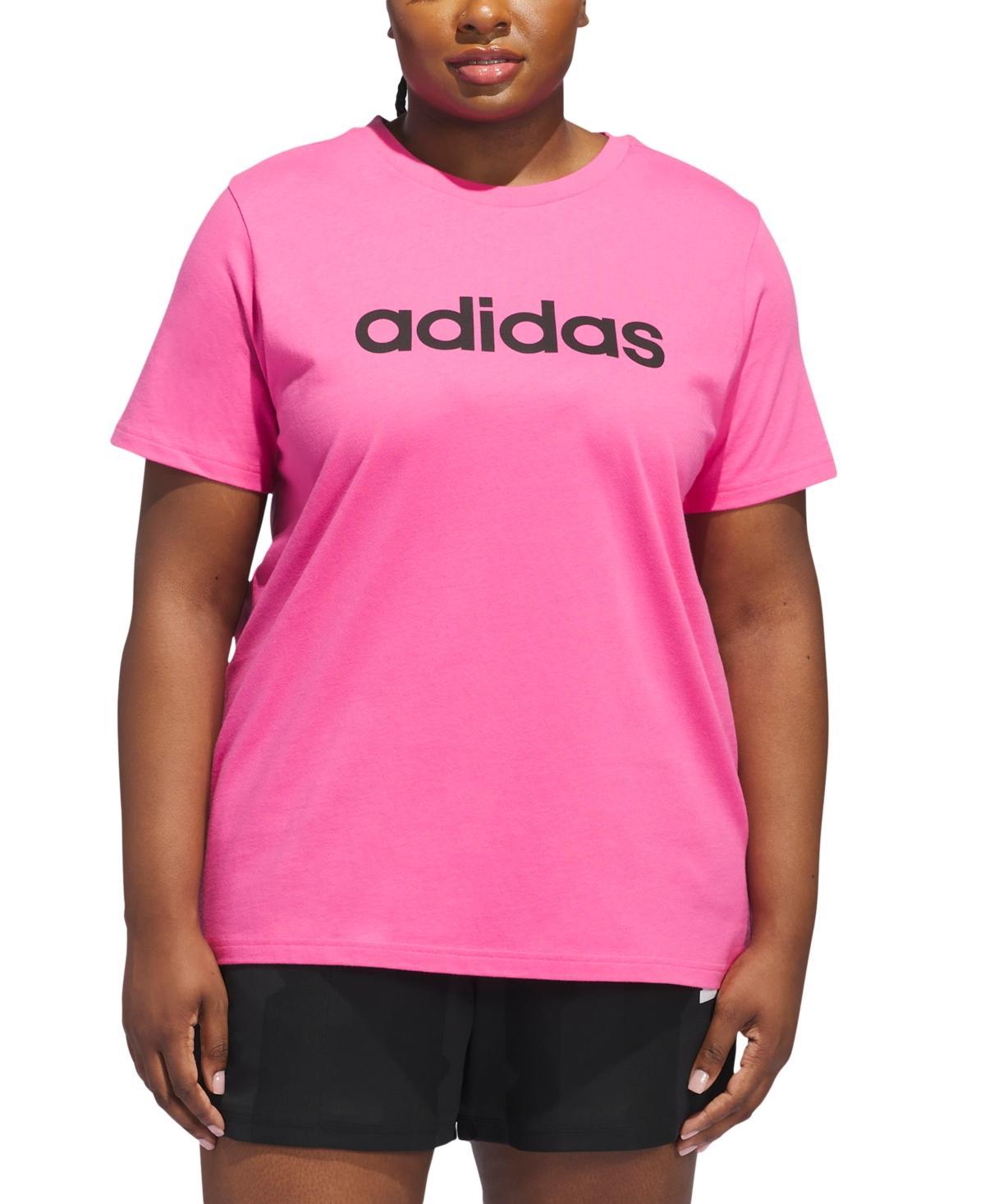 adidas Linear Logo Tee (Plus Size) Black 3X Womens Product Image