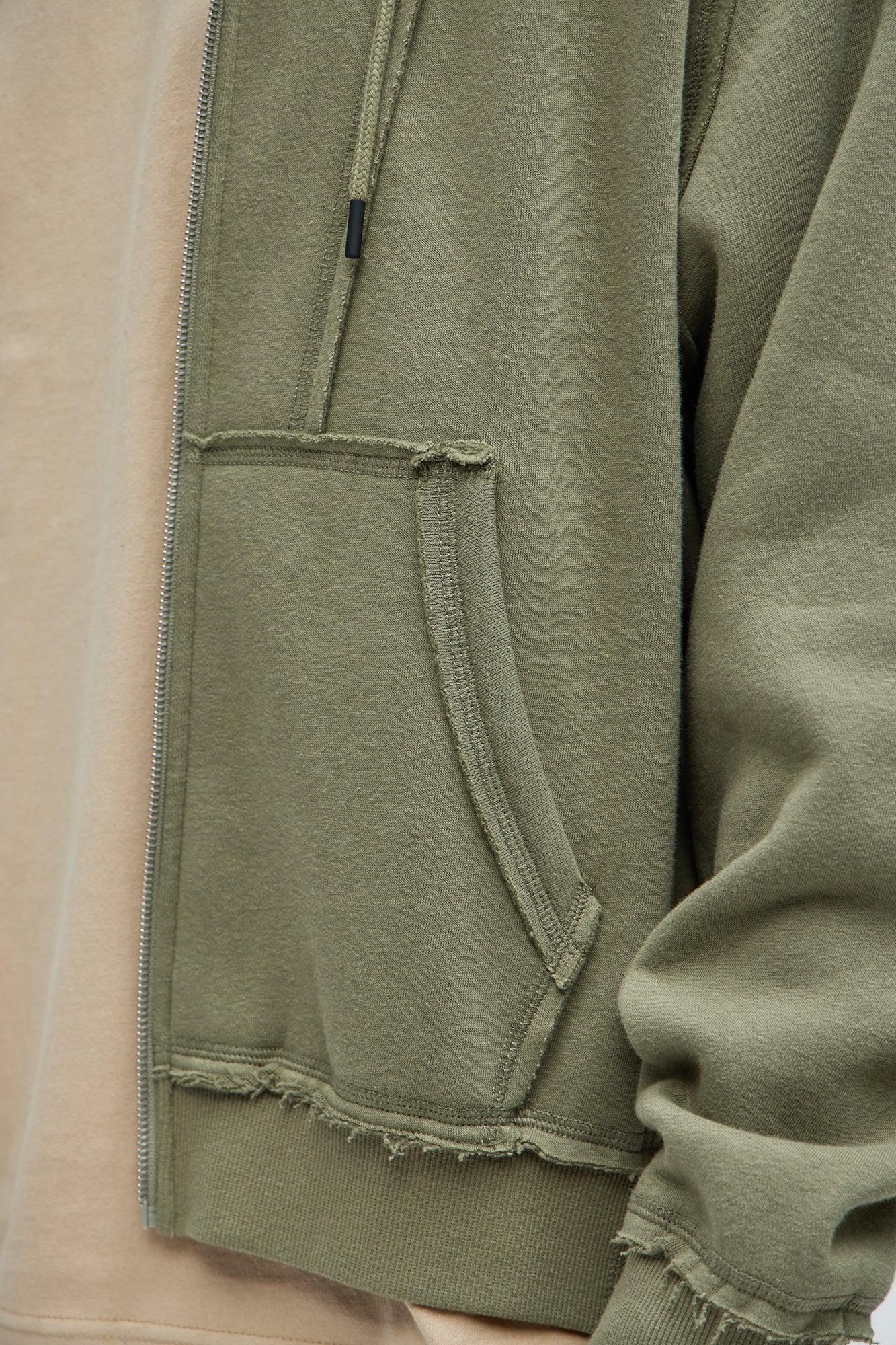 Tyson Deconstructed Oversized Zip Up Hoodie - Green Product Image