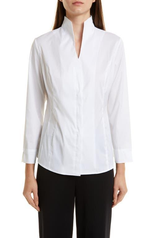 Womens Stretch Cotton Button-Front Blouse Product Image