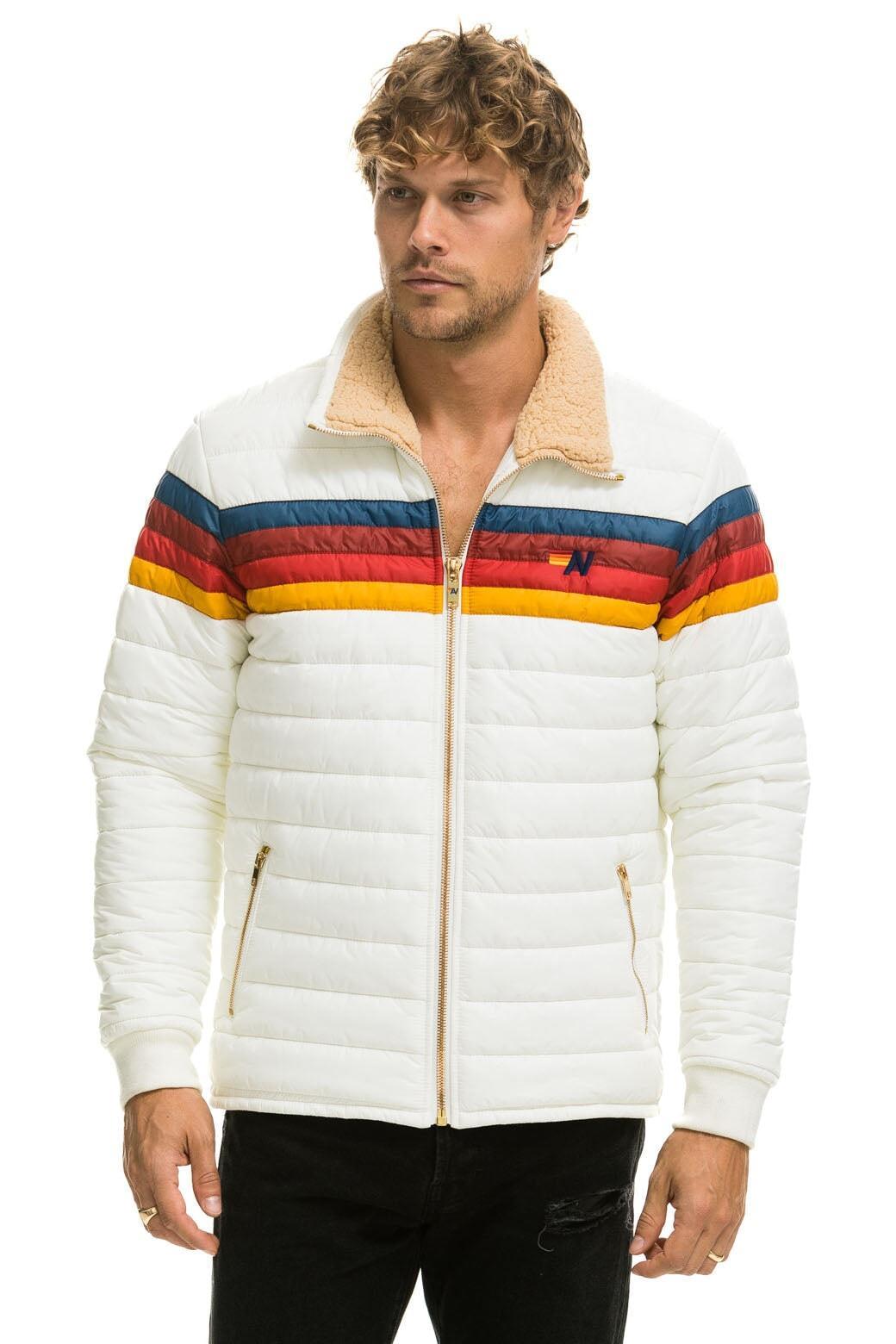 4 STRIPE RAINBOW SLEEVE JACKET -  WHITE Male Product Image