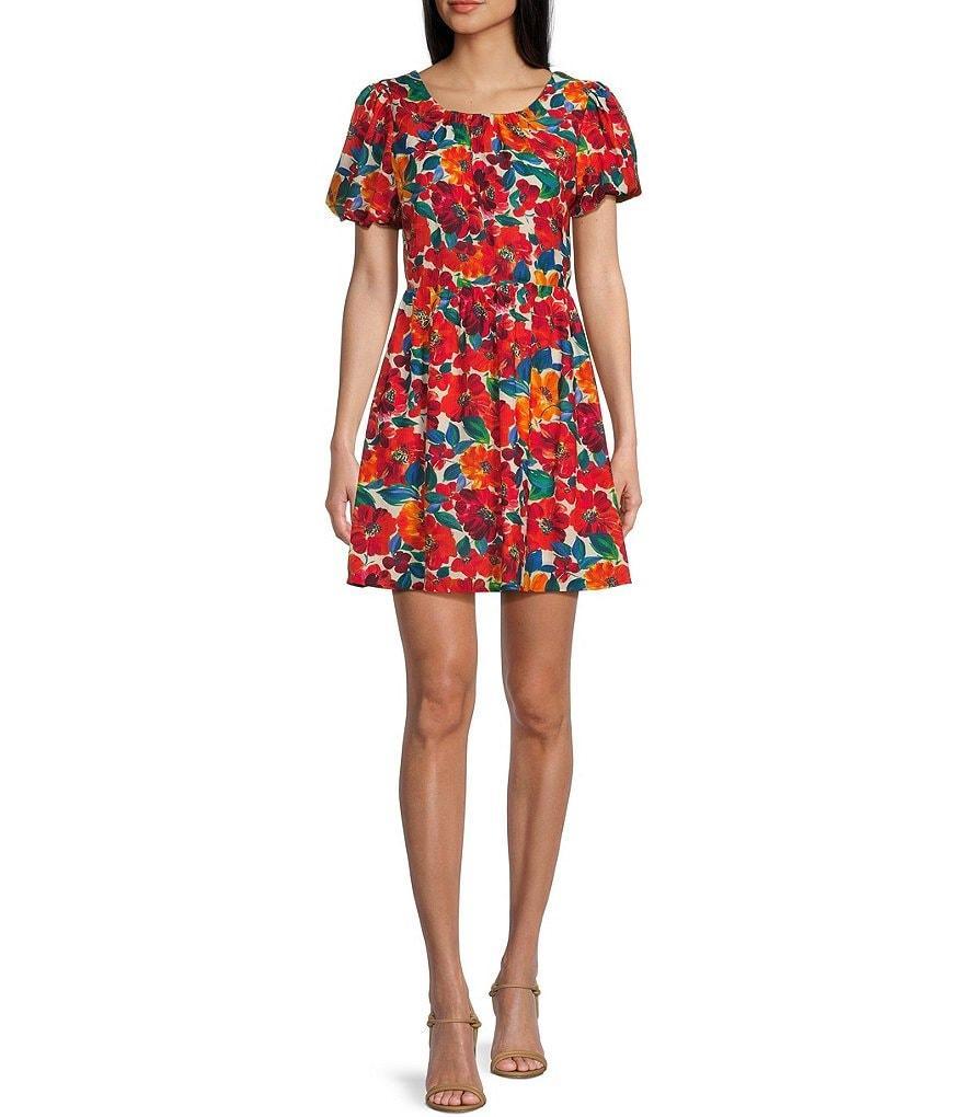 Sadie & Sage Confetti Puff Sleeve Floral Print Mini Dress Product Image