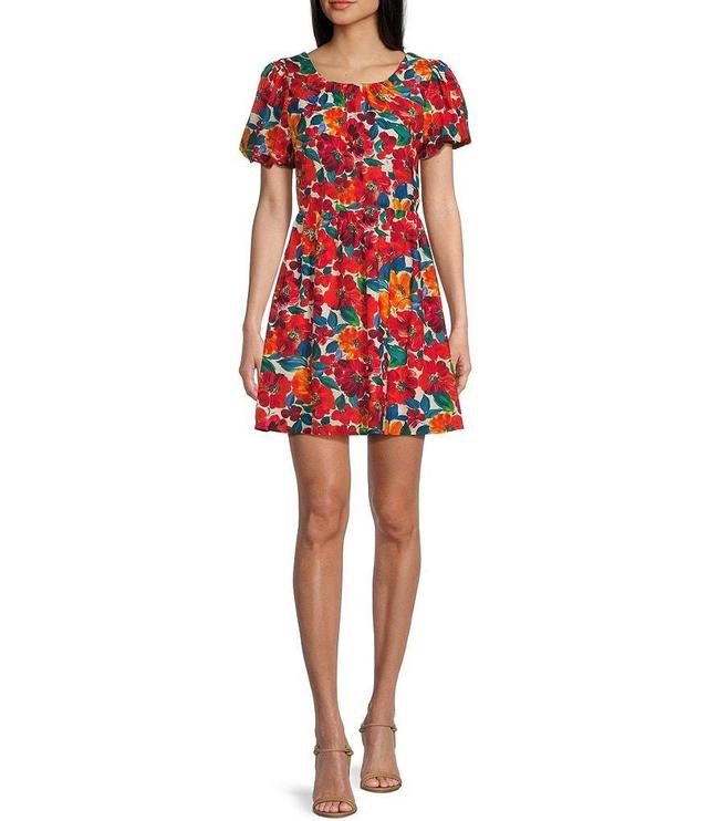 Sadie & Sage Confetti Puff Sleeve Floral Print Mini Dress Product Image