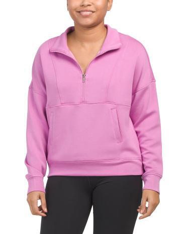 Scuba Mock Neck Half Zip Top for Women Product Image