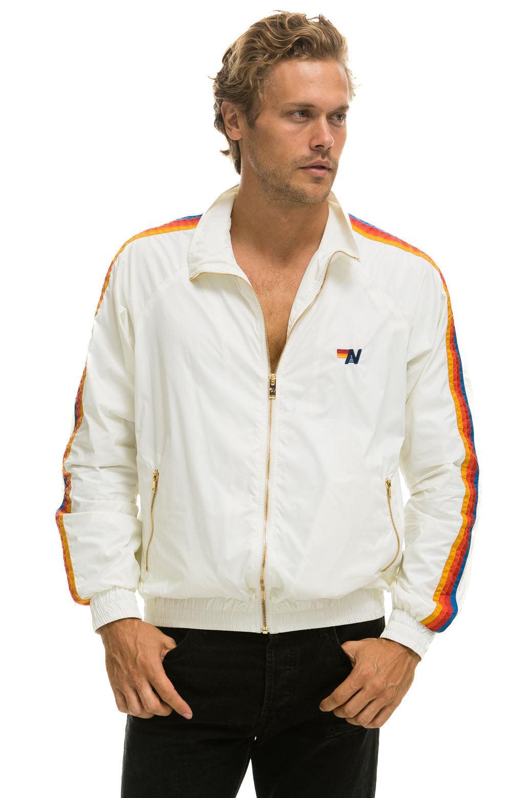 MEN'S 4 STRIPE WINDBREAKER - WHITE Male Product Image