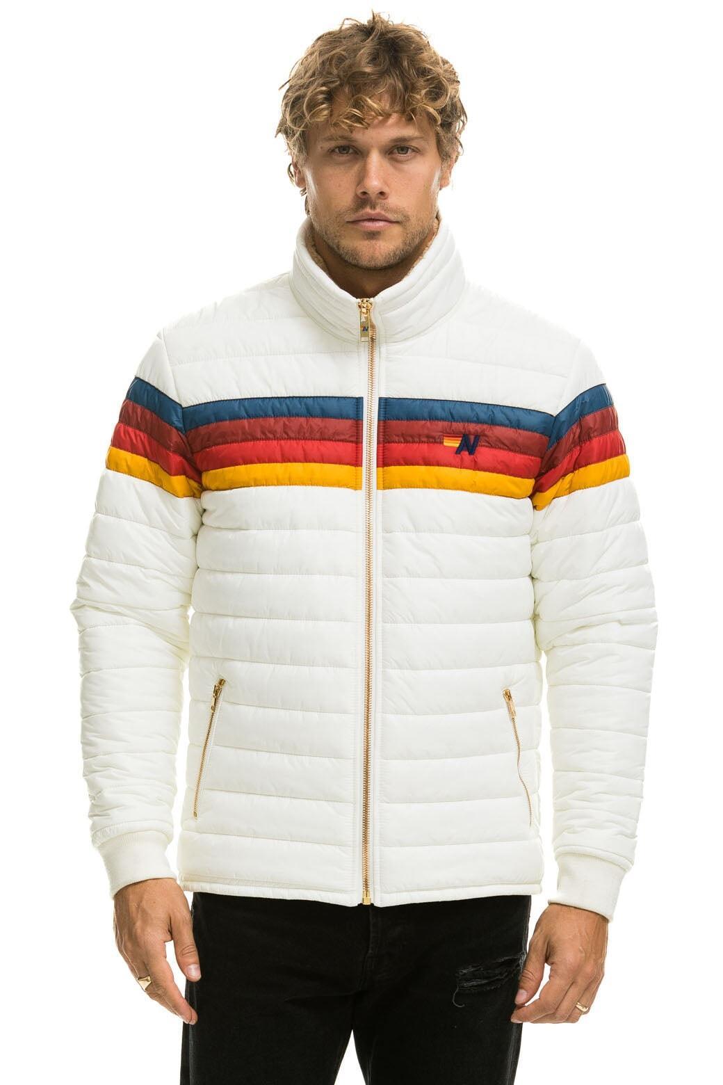 4 STRIPE RAINBOW SLEEVE JACKET -  WHITE Male Product Image