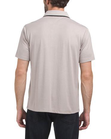 Short Sleeve Knit Polo T-shirt With Collar Detail for Men | Polyester/Spandex Product Image