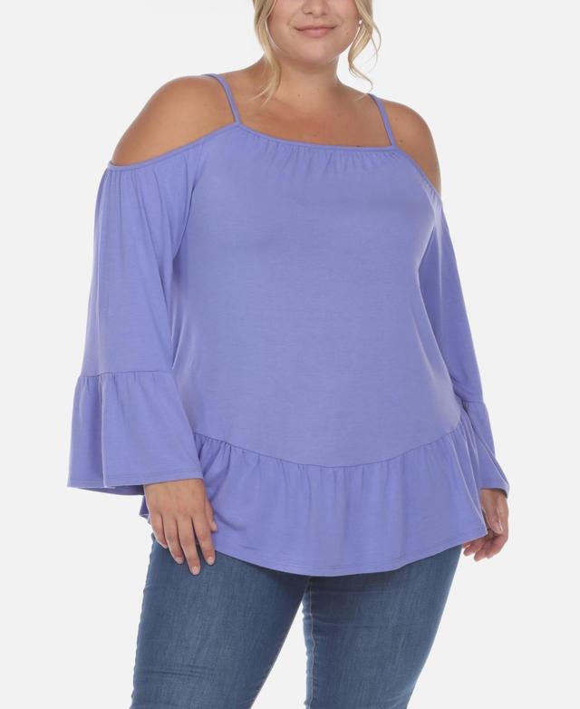 White Mark Plus Size Cold Shoulder Ruffle Sleeve Top Product Image