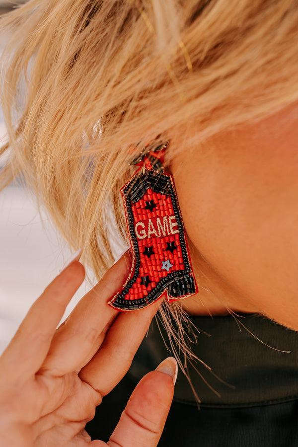 Game Day Down South Earrings In Red Product Image