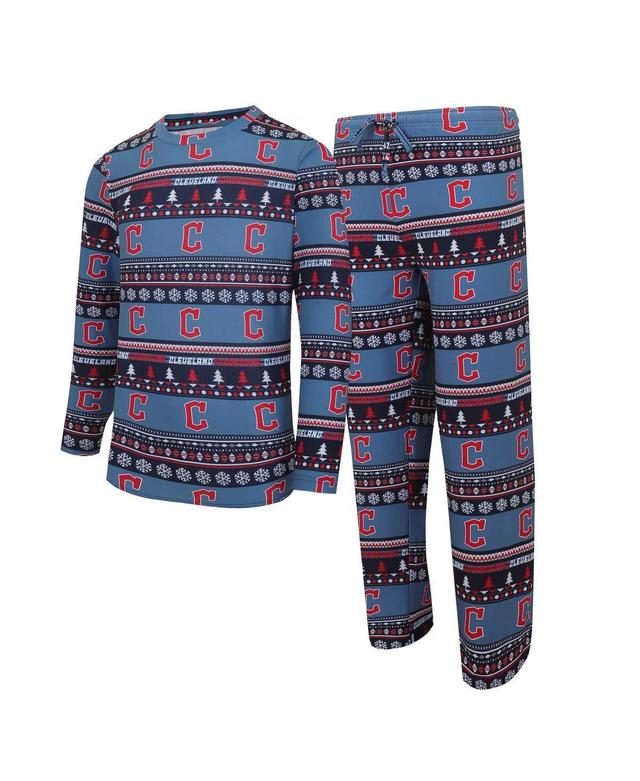 Mens Concepts Sport Navy Cleveland Guardians Knit Ugly Sweater Long Sleeve Top & Pants Set Product Image