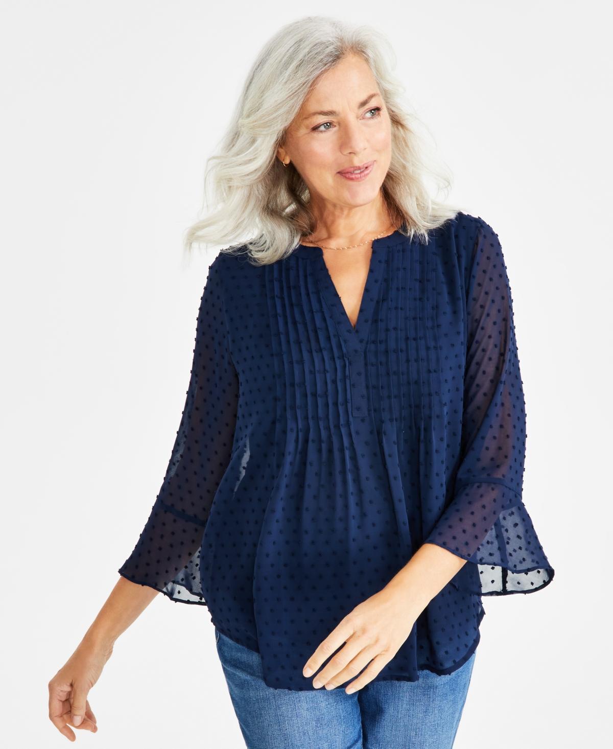 Style & Co Womens Textured Pintuck Ruffle Sleeve Top, Regular & Petite, Created for Macys Product Image