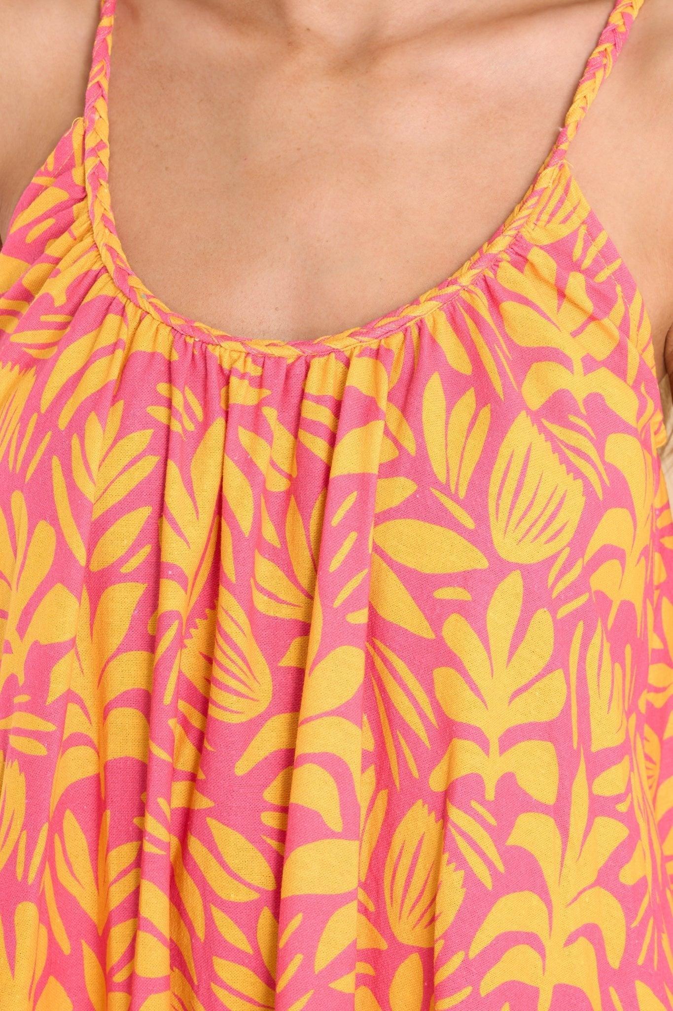 Palms Away The Game Is On Pink Multi Print Maxi Dress Product Image