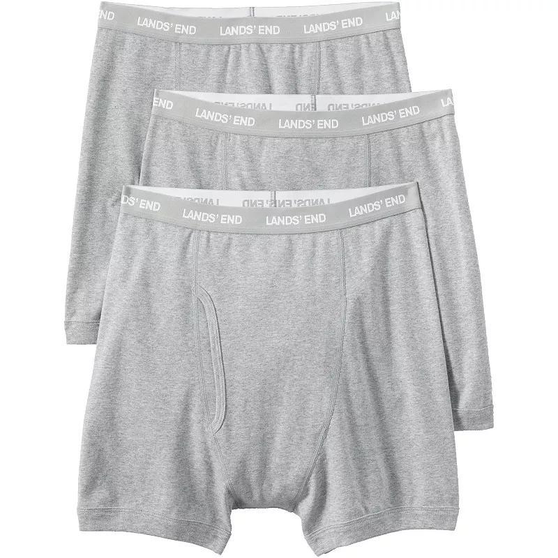 Big & Tall Lands End 3-Pack Knit Boxer Briefs, Mens Gray Grey Product Image