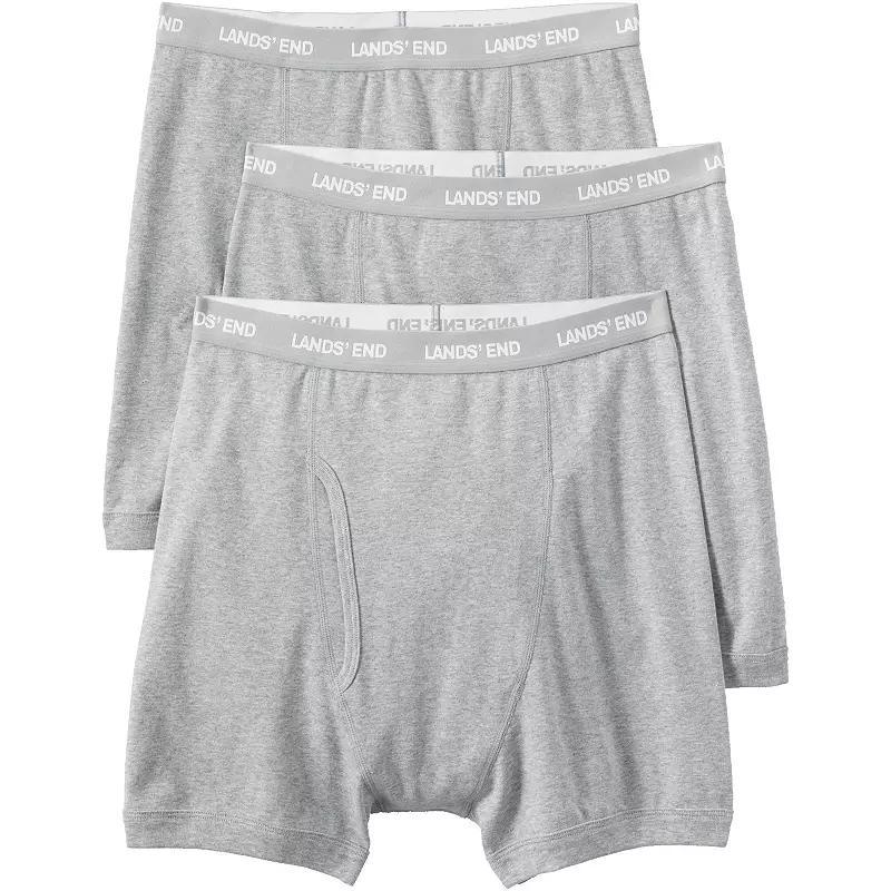 Big & Tall Lands End 3-Pack Knit Boxer Briefs, Mens Gray Grey Product Image