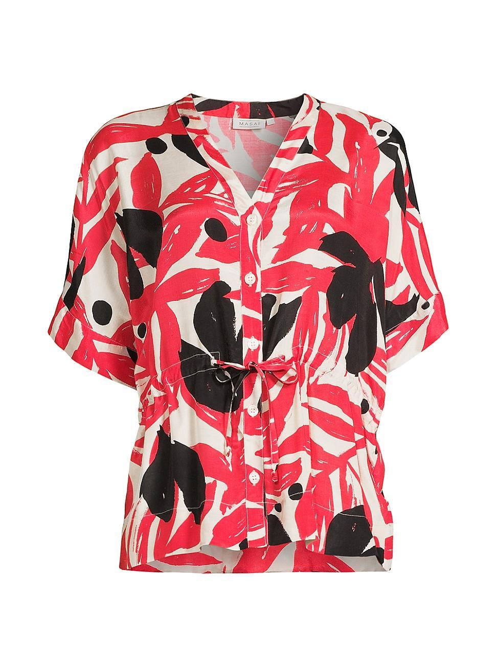 Womens Irekana Printed Cuffed-Sleeve Shirt Product Image