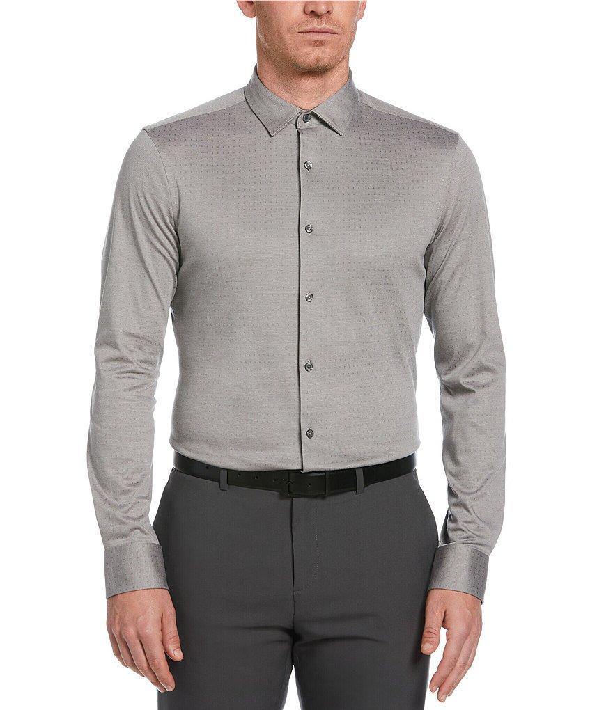 Perry Ellis Slim Fit Stretch Dobby Long Sleeve Mini Tonal Dot Print Shirt product image