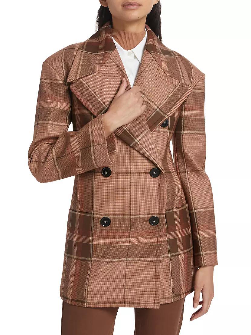 Plaid Wool Peacoat Product Image