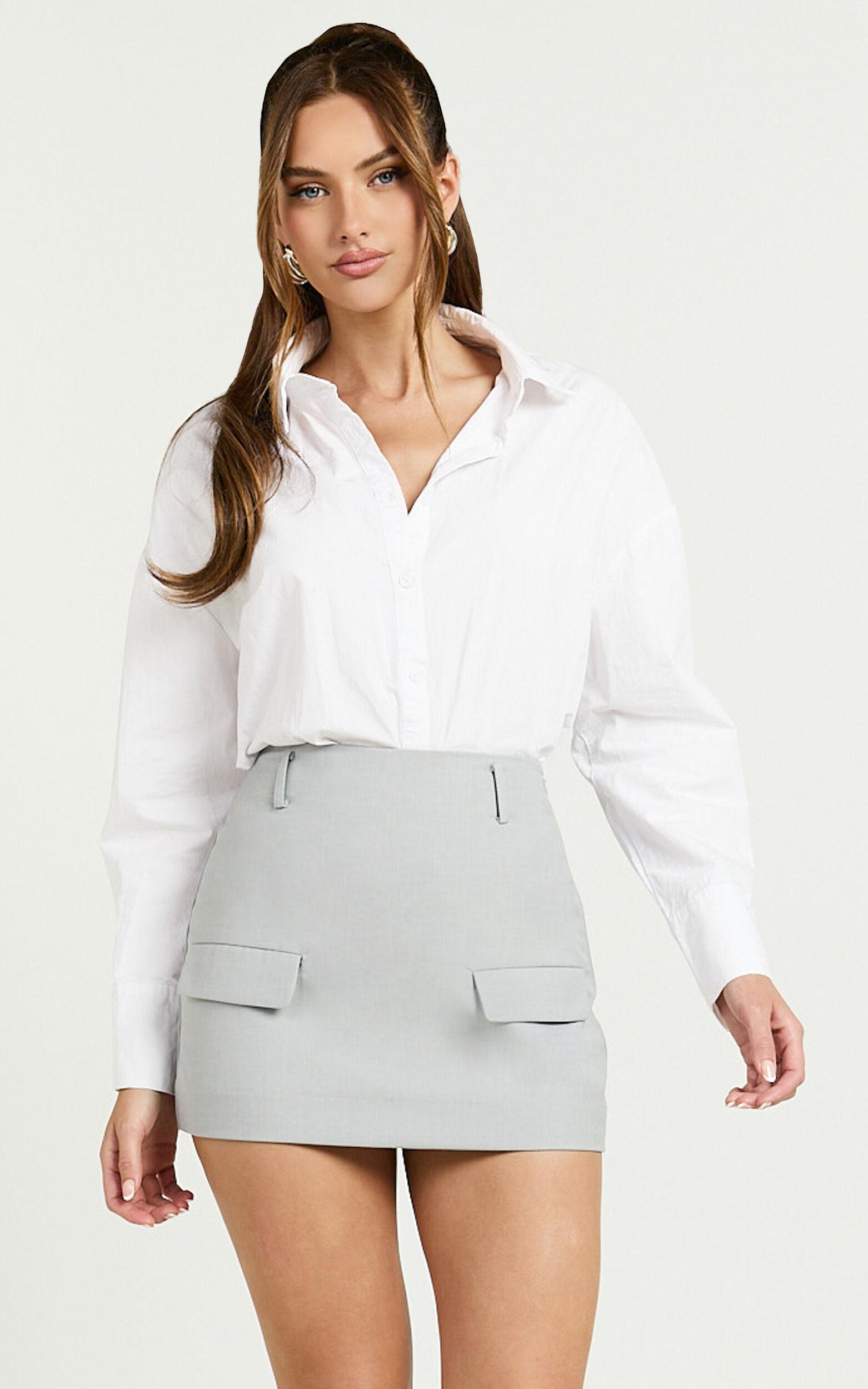 Haidy Skort - Mid Waisted Tailored Mini Skort in Grey Product Image