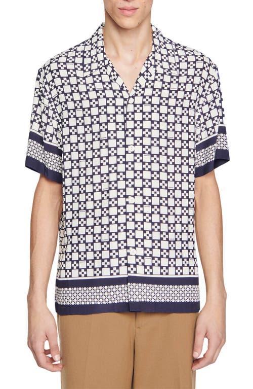 sandro Cross Print Camp Shirt Product Image