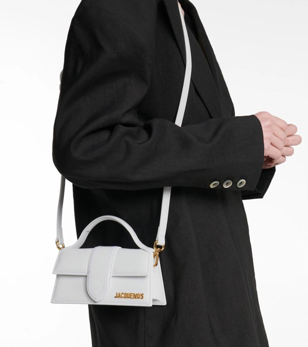 JACQUEMUS Bambino Large Leather Shoulder Bag In White Product Image