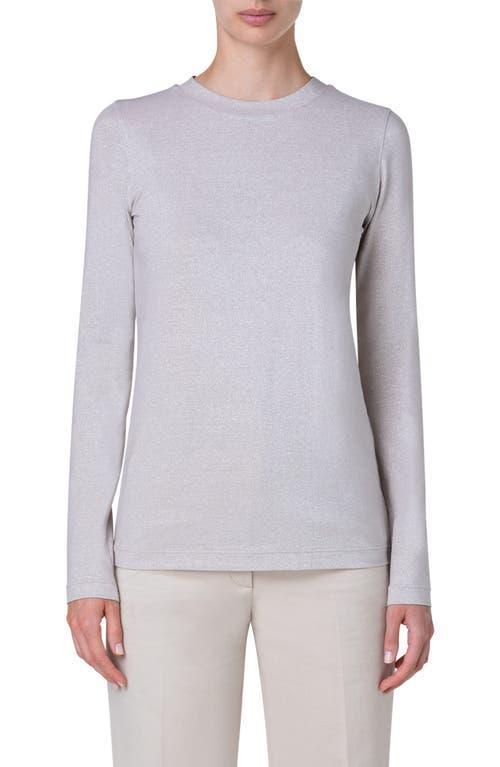 Womens Metallic Jersey Long-Sleeve Top Product Image