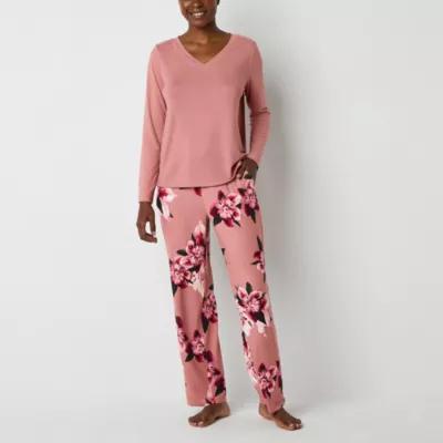 Ambrielle Womens Tall V-Neck Long Sleeve 2-pc. Pant Pajama Set Product Image