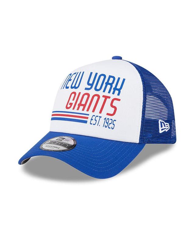 Mens New Era White New York Giants Stacked A-Frame Trucker 9FORTY Adjustable Hat - White Product Image