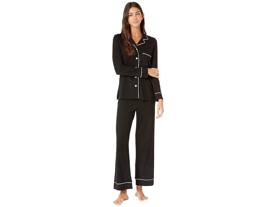 Cosabella Petite Amore Long Sleeve Top Pants Set PJ (Black/Ivory) Women's Pajama Sets Product Image