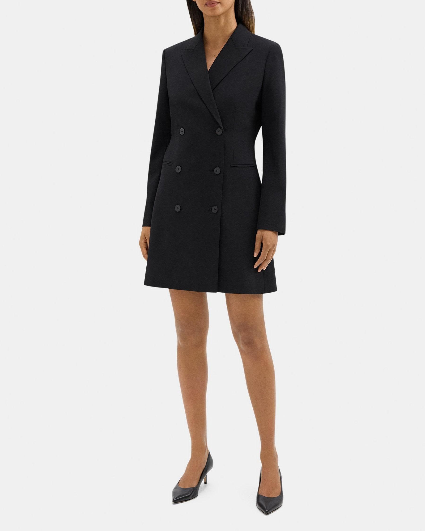 Double-Breasted Blazer Dress in Sevona Stretch Wool Product Image