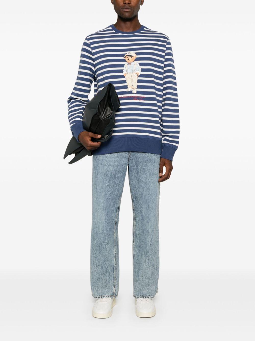 Polo Bear Stripe Sweatshirt In Lt Nvy,deck Wht Hmgy Bear Product Image