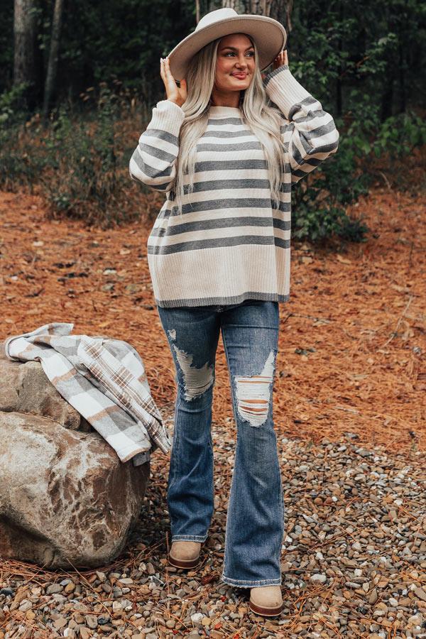 Denver Icon Stripe Sweater In Grey Product Image