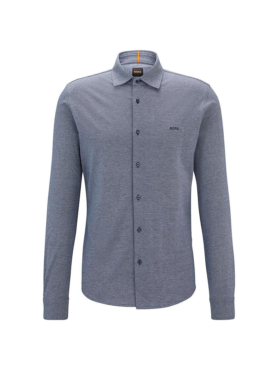 Mens Slim-Fit Shirt in Melange Cotton Piqu Product Image