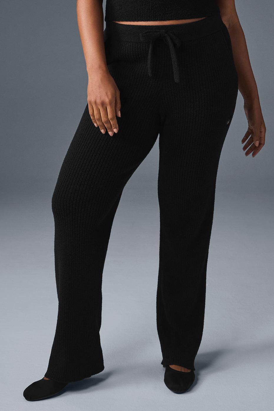 Snuggle Up Sweater High-Waist Wide Leg Pant - Black Product Image