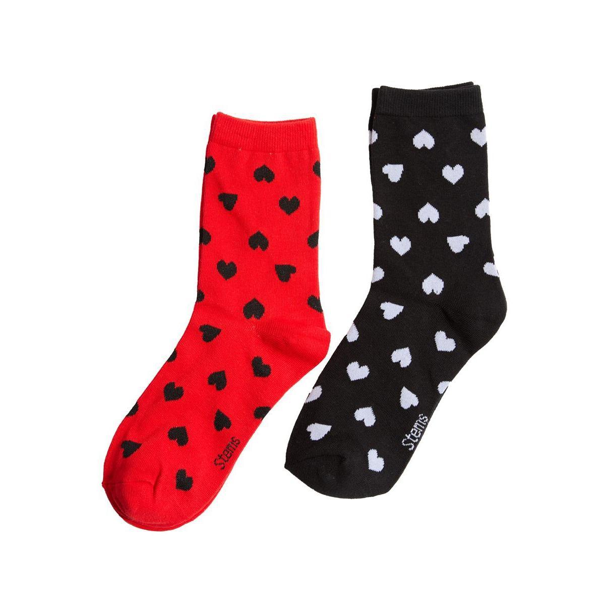 Stems Womens Mini Heart Crew Socks Two Pack - Red Product Image