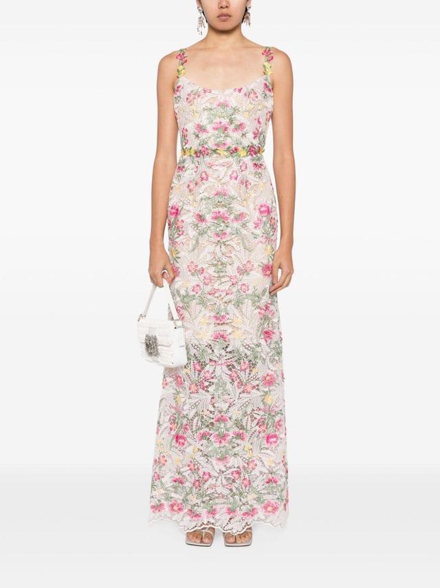 Alexis floral-embroidered lace gown Product Image