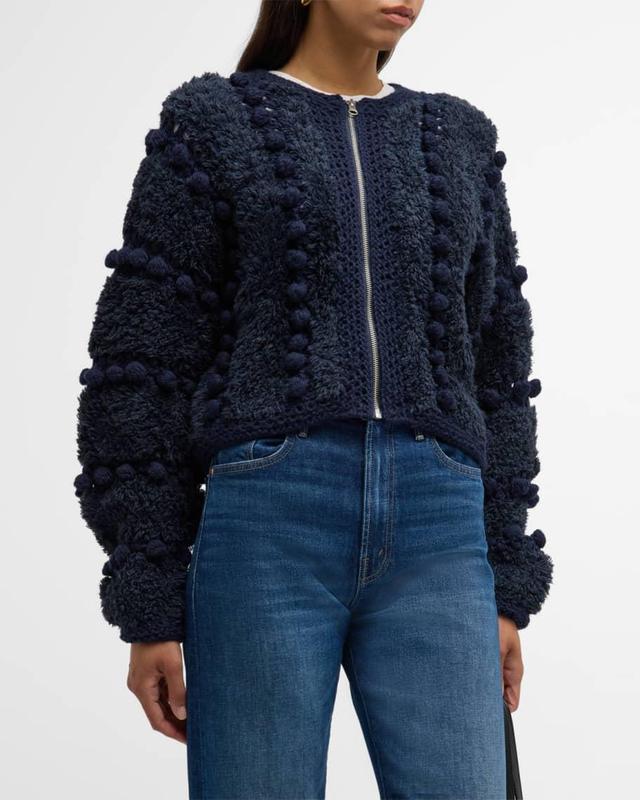 Zip-Front Pom Pom Cardigan Product Image