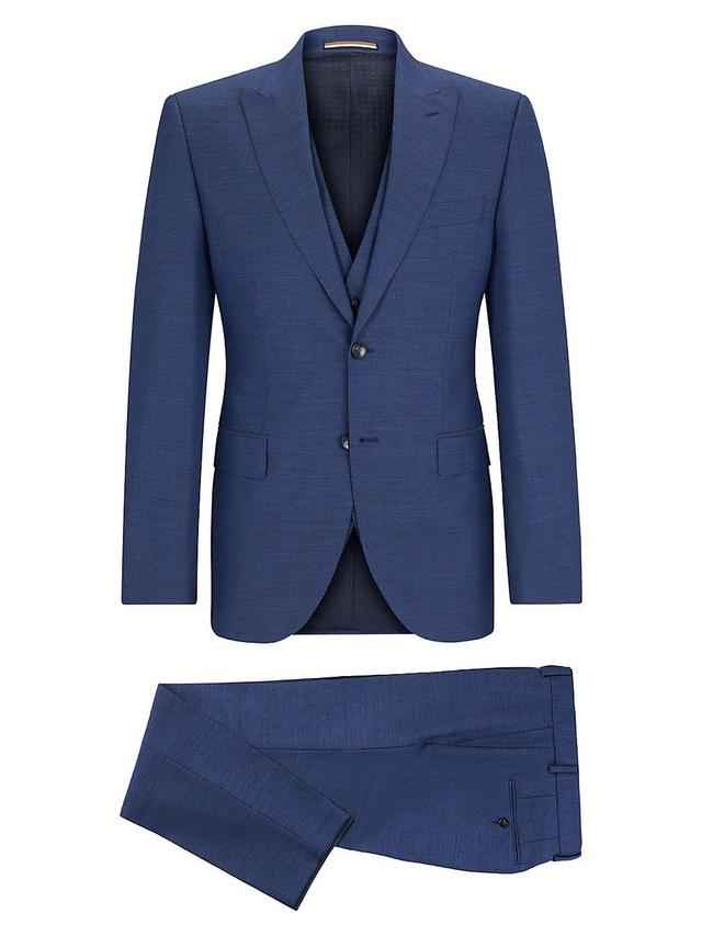 Mens Regular-Fit Three-Piece Suit in Melange Virgin Wool Product Image