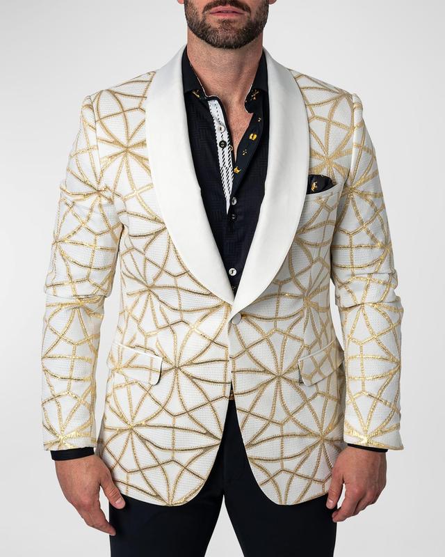 Mens Metallic Patterned Shawl Blazer Product Image