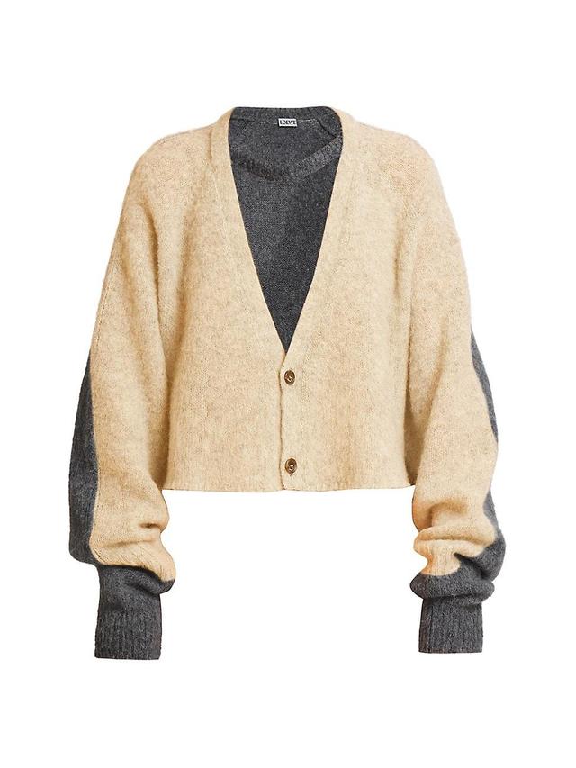 Womens Colorblocked Wool Crop Cardigan Product Image