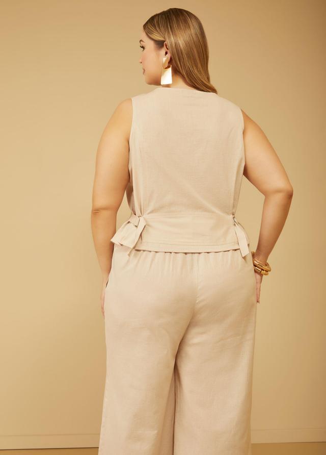 Plus Size Linen Blend Vest Ashley Stewart Product Image