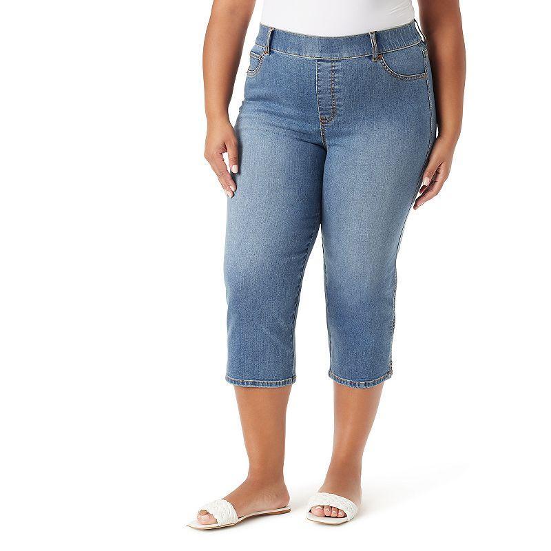 Plus Size Gloria Vanderbilt Shape Effect Capri Pants, Womens Grey Product Image