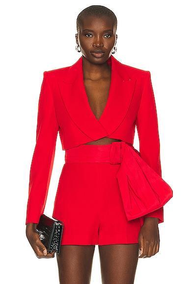 Alexander McQueen Cropped Jacket in Red Product Image