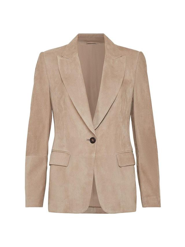 Womens Suede Blazer With Monili Product Image