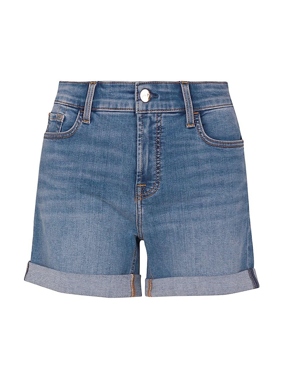 JEN7 by 7 for All Mankind High Rise Rolled Cuff Hem Stretch Denim Shorts Product Image