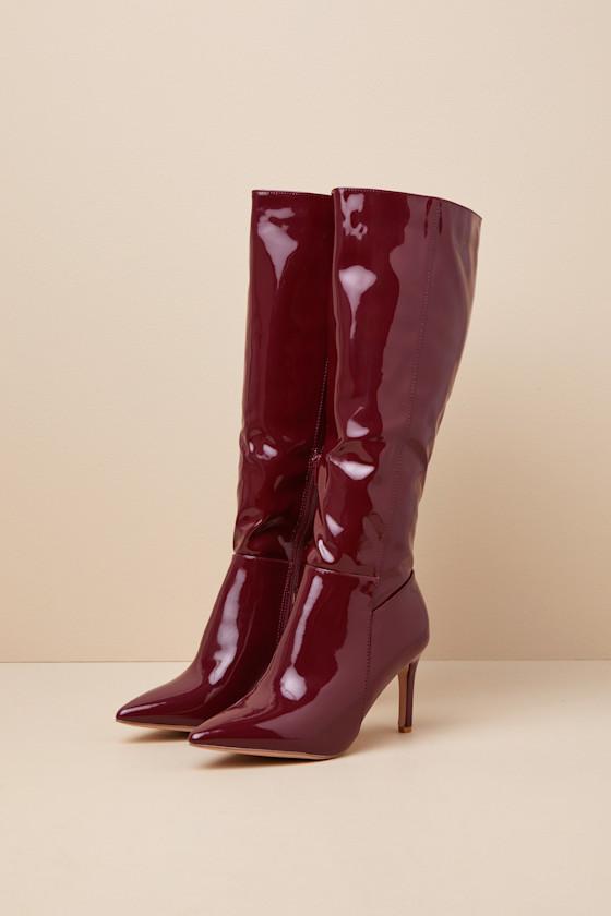 Silva Red Patent Pointed-Toe Knee-High Boots Product Image